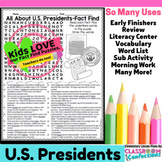US Presidents Activity: Word Search: Fun for Presidents' Day