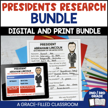 Preview of Presidents' Fact Finding Research Print and Digital Bundle | Presidents Day