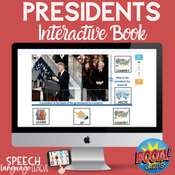Preview of Presidents Interactive Boom Cards for Speech and Language Therapy | Core Words