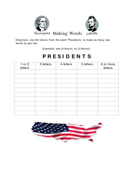 Preview of Presidents Making Words