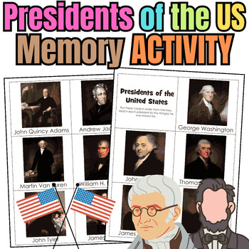 Preview of Presidents Memory Game | Matching Task Cards Activity | ACTIVITIES & GAMES