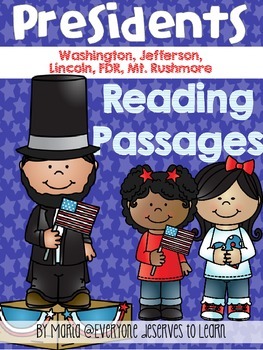 Preview of Presidents Reading Comprehension Passages and Questions