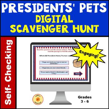 Preview of Presidents Pets Digital Scavenger Hunt Presidents Day or Anytime