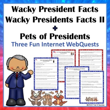 Preview of Wacky Facts About Presidents Reading Internet Research Worksheets Bundle