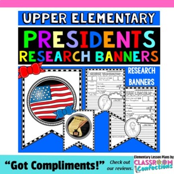 Preview of Presidents Research Project Report  Writing Banner Bulletin Board 4th 5th Grades