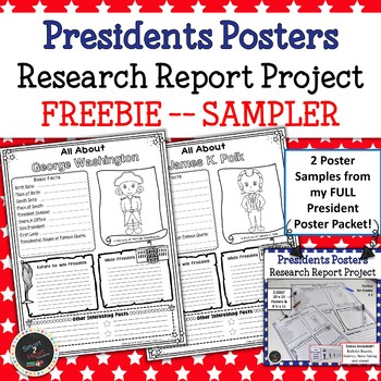 Preview of President's Day Research Project - Research Report Posters FREEBIE SAMPLE