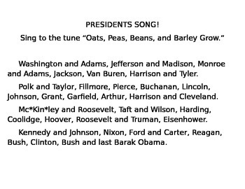 Preview of Presidents Song