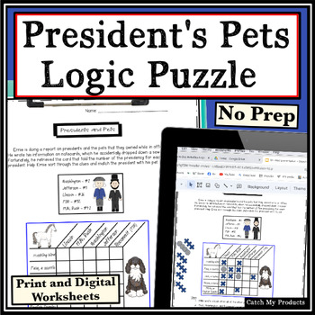 Preview of Presidents Day Activities Logic Puzzle or Brain Teaser