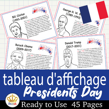 Preview of Presidents day Bulletin Board (45 Important Facts) 45 Figures - Posters -French