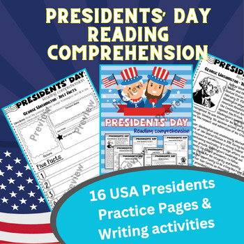 Preview of Presidents' day Reading comprehension about U.S. Presidents and Opinion Writing