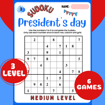 Preview of Presidents day SUDOKU math centers game critical thinking activities middle 7th