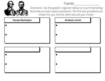 Preview of Presidents graphic organizer/note taker