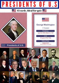 Preview of Presidents of U.S - 45 Flash Cards