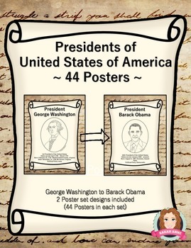 Preview of Presidents of the United States of America 44 Posters  #POTUS #USA #PRESIDENTS