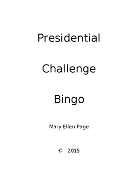 Preview of Presidents'Day Challenge BINGO