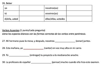 Pretérito Indefinido Examenes/Tests, regulars, irregulars, with ...