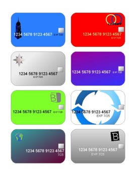 Preview of Pretend Credit or Debit Card Printable, Play, Learn Finance