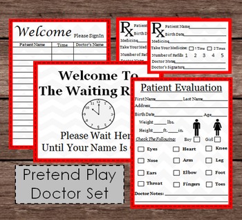 Preview of Pretend Doctor Evaluation Check Up Exam - First Aid - Nurse Kids Dramatic Play