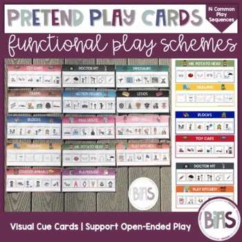 Preview of Pretend Play Cards | Functional Play Skills | Open-Ended Play Visual Support