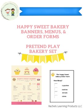 Preview of Pretend Play Menus for Your Bakery