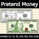Pretend Play Money - Printable US Dollar Bills, US Currenc