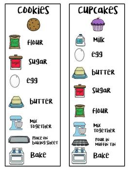 Preview of Pretend Recipe for Cookies and Cupcakes - perfect for dramatic play!