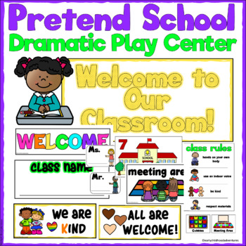 Preview of Pretend School & Classroom Dramatic Play Center for 3K, Pre-K, and Kindergarten