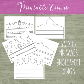 Preview of Pretend play Printable crowns for kids, princess crown craft