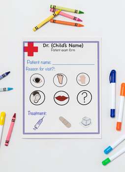 Preview of Pretend play doctor forms for kids Activity Nurse pretend doctor set