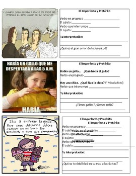 Preview of Preterit Imperfect Meme and Comic Activity (El Imperfecto y pretérito)