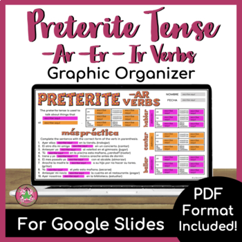 Preview of Preterite -AR/-ER/-IR Graphic Organizer  | PRINT + DIGITAL