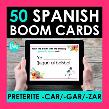 Preview of Preterite CAR GAR ZAR Verbs Spanish BOOM CARDS