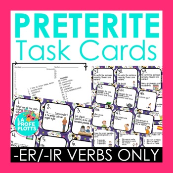 Preview of Preterite ER IR Verbs Spanish Task Cards