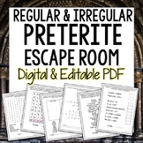 Preterite Editable Escape Room for Spanish printable and digital