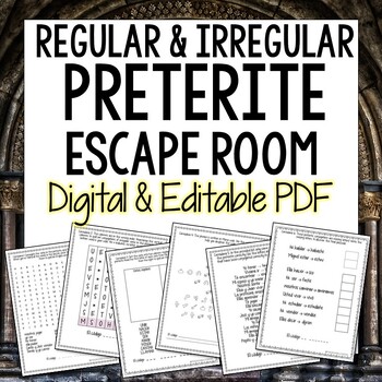 Preview of Preterite Tense Regular and Irregular Verbs Spanish Escape Room