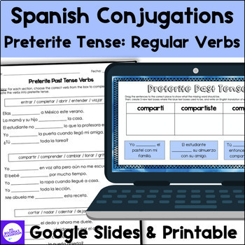 Preview of Preterite Past Tense Regular Verbs Conjugation Practice for Spanish 1 or 2