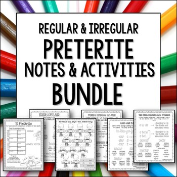 Preview of Preterite Regular and Irregular Notes Bundle for Spanish