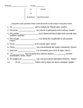 Preterite Tense Radical Irregular Verbs- Note taking sheet by Spanish ...