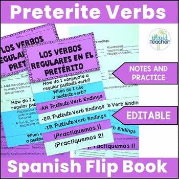 Preview of Spanish Preterite Conjugation Notes and Practice Editable Flip Book