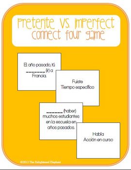 Preview of Preterite vs. Imperfect Spanish Connect Four Board Game