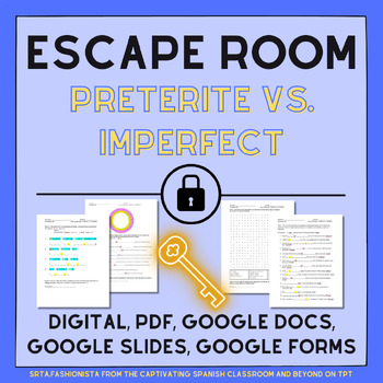 Preview of Preterite vs Imperfect Spanish Escape Room digital / printable