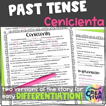 Preview of Preterite vs Imperfect Spanish Story Worksheet | Cenicienta in the Past Tense