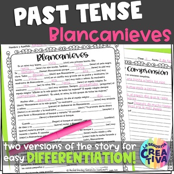 Preview of Preterite vs Imperfect Spanish Story Worksheets | Blancanieves in the Past Tense