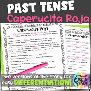 Preview of Preterite vs Imperfect Spanish Story Worksheets | Caperucita Roja in Past Tense