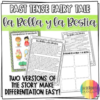 Preview of Preterite vs Imperfect Spanish Story Worksheets | la Bella y la Bestia