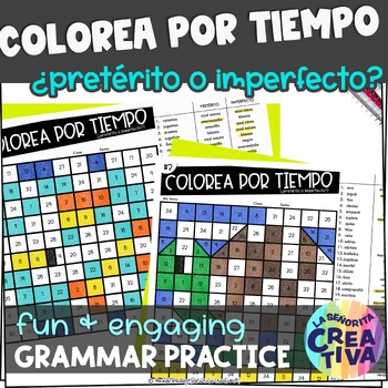 Preview of Preterite vs Imperfect Worksheets | Spanish verb coloring activity | Colorea