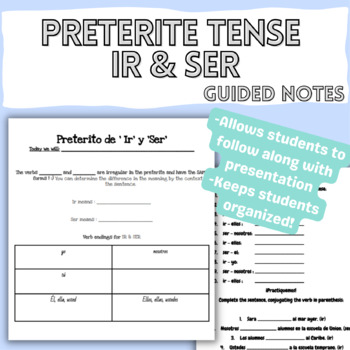 Preview of Preterite Tense 'Ir' y 'Ser' Guided Notes