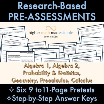 Preview of ALL HIGH SCHOOL MATH SUBJECTS Full PreTests with Keys - RESEARCH BASED