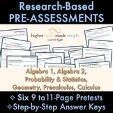 ALL HIGH SCHOOL MATH SUBJECTS Full PreTests with Keys - RE