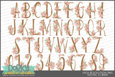 Pretty Dogwood Alphabet and Numbers Font Clipart